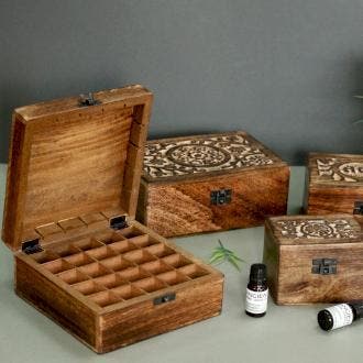 Houten opbergbox voor etherische oliën – diverse formaten, Verzenden, Nieuw, Bruin, Hout