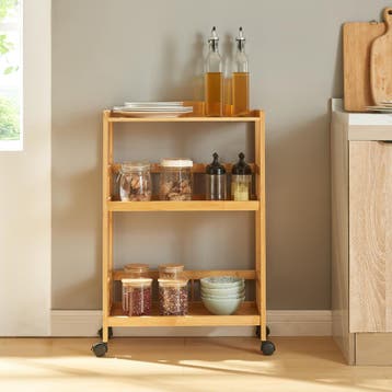 Keukentrolley Huddinge 80x53x30 cm naturel en zwart [en.casa, Verzenden