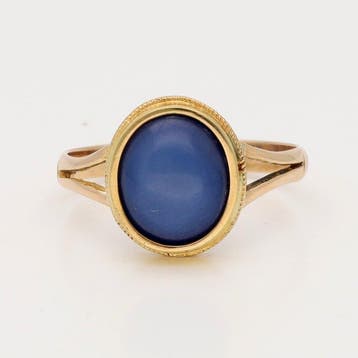 Ring - 18 karaat Geel goud Saffier, Sieraden, Tassen en Uiterlijk, Nieuw
