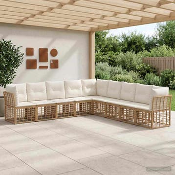 vidaXL Buiten bankenset Naturel Polyester, Verzenden, Nieuw