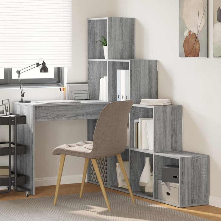 vidaXL Hoekbureau Grijs Sonoma 101,5 x 149,5 x 149,5 cm, Huis en Inrichting, Bureaus, Nieuw, Verzenden