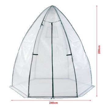 [en.casa] Tuinkas Hunze foliekas 200xØ240 cm wit en groen, Tuin en Terras, Verzenden, Nieuw