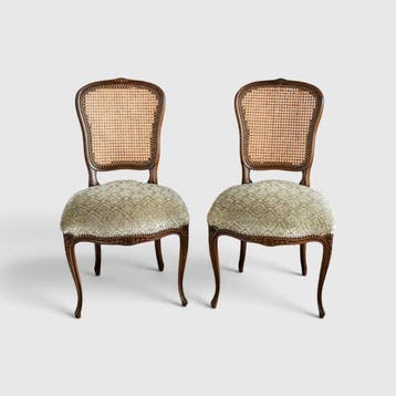 Stoel - Hout, Textiel - 2 klassieke stoelen