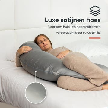 Rustige Nacht® Zwangerschapskussen C-vorm - Luxe Satijn hoes, Ophalen of Verzenden, Zo goed als nieuw