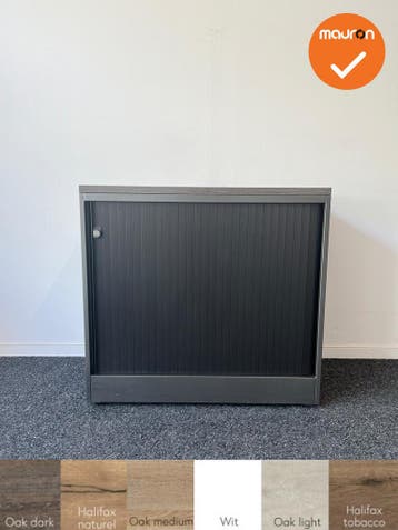 Roldeurkast - Ahrend - 74x80x45cm - antracietgrijs met zwart, Werkplek, Ophalen of Verzenden, Gebruikt, Kast