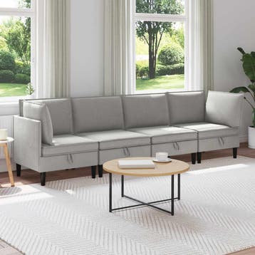 vidaXL Woonkamer Meubelset 4 st 4-zits Lichtgrijs 280 x 70 x, Verzenden, Nieuw, Stof, Minder dan 150 cm