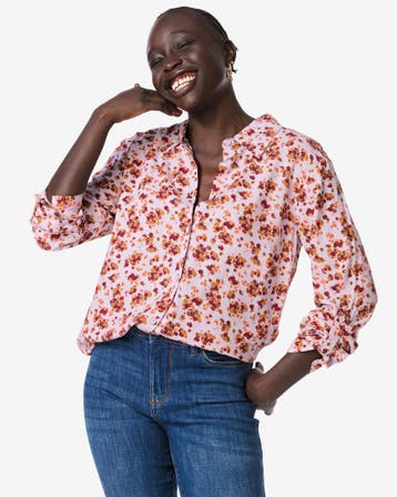 HEMA Damesblouse Bobbie bloemen lila, Verzenden, Nieuw
