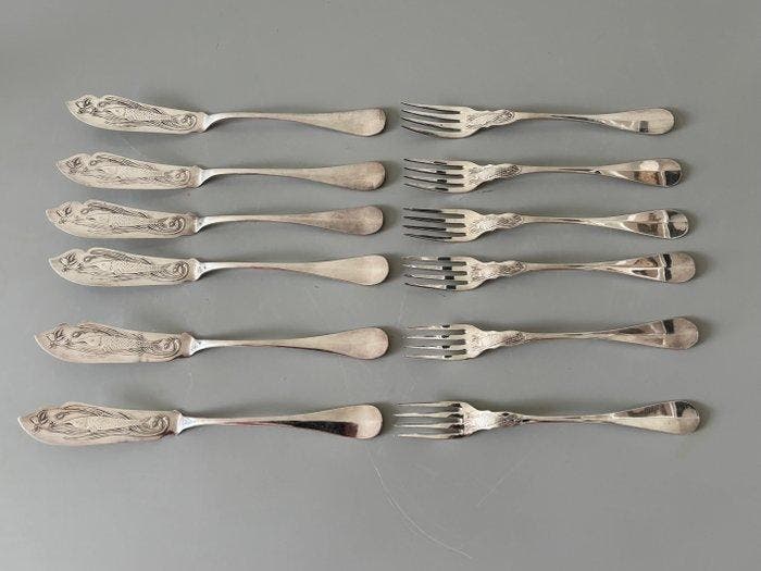 Clarfeld&Springmeyer - Visbestekset voor 6 personen (12) -, Antiek en Kunst, Kunst | Designobjecten