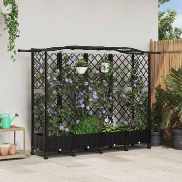 vidaXL Verhoogd Bed met Trellis en Dak Zwart 203,5 x 40 x, Verzenden, Nieuw, Minder dan 60 cm, 60 cm of meer