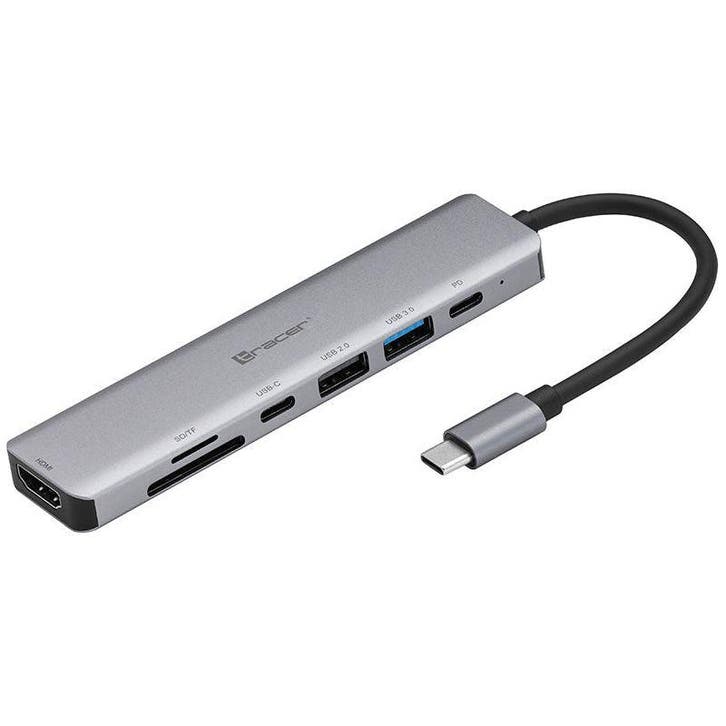 Tracer 7 in 1 Adapter USB Hub Type-C - HDMI 4K USB 3.0 PDW, Computers en Software, Pc- en Netwerkkabels, Ophalen of Verzenden