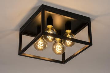 Rietveld Plafondlampen - Zwart - Metaal, Verzenden, Nieuw