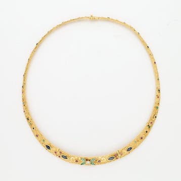 Ketting - 18 karaat Geel goud Diamant (Natuurlijk) -