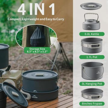 Naturehike Ultralichte Aluminium Camping Kookset - Complete, Verzenden, Nieuw