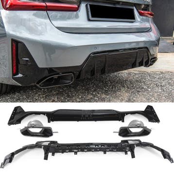 Diffuser + Uitlaatstukken zwart geschikt voor BMW 3 Serie