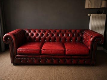 Sofa - Leder - Original three-seater Chesterfield sofa by