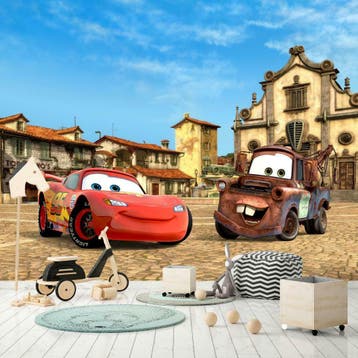 Cars vliesbehang McQueen en Takel fotobehang 360 x 270 cm, Ophalen of Verzenden, Blauw