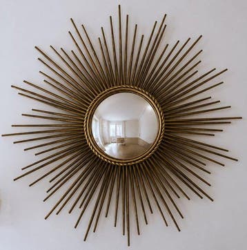 Chaty Vallauris - Wandspiegel- Spiegel zon heks - Messing, Antiek en Kunst, Curiosa en Brocante