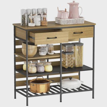 HOMCOM Keuken Buffet met 2 Lades en 3 Open Planken - Industr, Huis en Inrichting, Verzenden, Nieuw