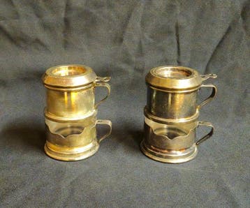 Koffiezetapparaat (2) - Verzilverd, Glas - Orfèvrerie Mills