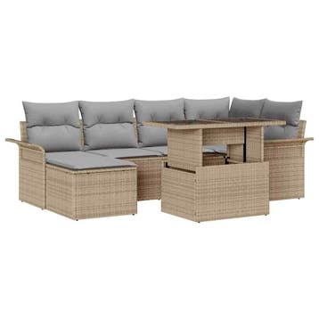 vidaXL Tuin Sofa Set 7 st Beige, Verzenden, Nieuw, Rotan, 7 zitplaatsen