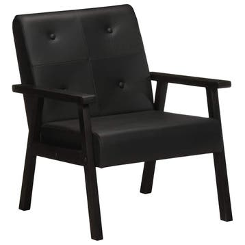 vidaXL Fauteuil echt leer zwart, Verzenden, Nieuw