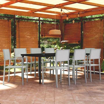 vidaXL 9-delige Tuinset wit, Verzenden, Textileen, Nieuw, 8 zitplaatsen