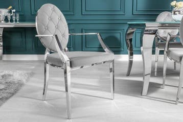 Elegante stoel MODERN BAROK edelgrijs fluweel met, Ophalen of Verzenden, Nieuw