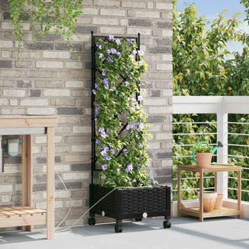 vidaXL Tuin Pot met Irrigatie en Wielen Zwart 40 x 40 x 132, Verzenden, Nieuw, Minder dan 60 cm, 60 cm of meer