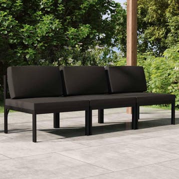 vidaXL Tuinbank 3-zits met kussens aluminium, Tuin en Terras, Verzenden, Nieuw, Aluminium