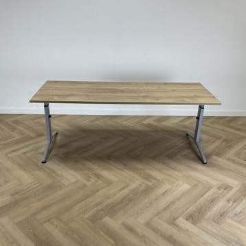 verstelbaar bureau 200x80 cm, natuur eiken - grijs, Huis en Inrichting, Gebruikt, In hoogte verstelbaar, Ophalen of Verzenden