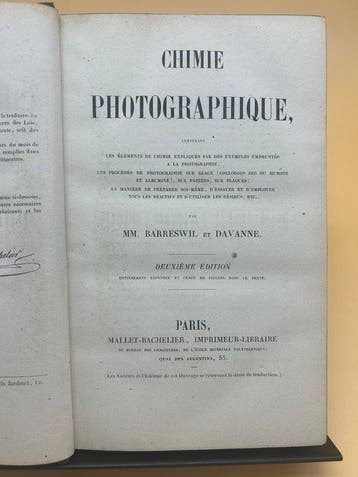 Barreswil et Davanne - Chimie photographique contenant les
