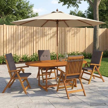 vidaXL 5-delige tuin eetset Naturel Massief Acaciahout, Verzenden, Nieuw