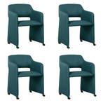 Set van 4 Leren eetkamerstoelen Icon - Toledo Turquoise, Huis en Inrichting, Stoelen, Ophalen of Verzenden, Nieuw, Leer