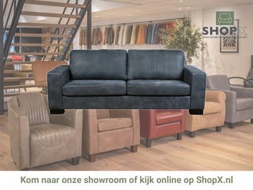 Leren bank Enjoy - 3 zits - Kenia Denim (blauw) - Poten, Huis en Inrichting, Nieuw, Ophalen of Verzenden, Rechte bank, Modern