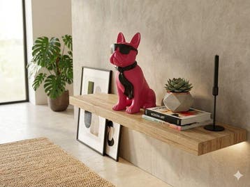 Grote Roze Franse Bulldog beeld - sculptuur, pop-art - 40 cm