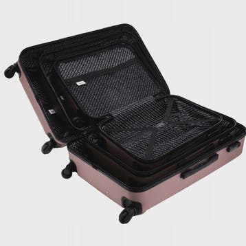 WINGS ABS Trolley Set van 3 (20", 24", 28") - Champagne & Na, Verzenden, Nieuw