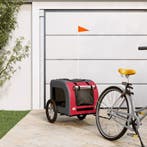 vidaXL Hondenfietstrailer oxford stof en ijzer rood en grijs, Dieren en Toebehoren, Verzenden, Nieuw