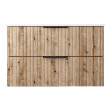 Wastafelonderkast met wastafel Veppenssan 81x47x52 cm eikenk, Huis en Inrichting, Badkamer | Badkamermeubels, Verzenden, Nieuw