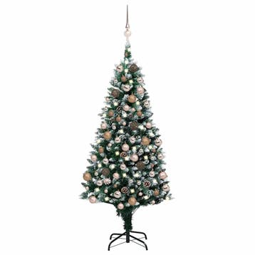 vidaXL Kunstkerstboom met LED en kerstballen en dennenappels, Verzenden, Nieuw