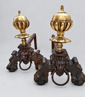Openhaard accessoire (2) - Gepatineerd brons - Andirons