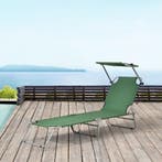 Ligbed met luifel Argozelo 186x55x24 cm set van 2 donkergroe, Verzenden, Nieuw