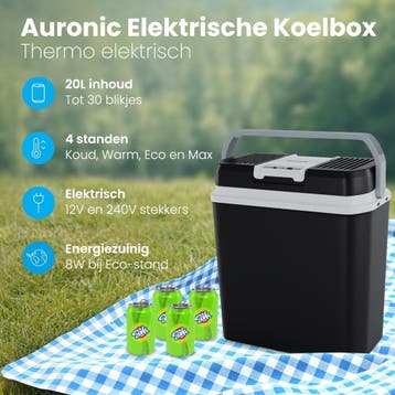 2dekans | Auronic Elektrische Koelbox - Coolbox - 20L - 12V, Ophalen of Verzenden, Zo goed als nieuw