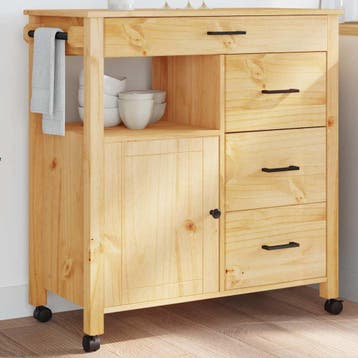 vidaXL Keukentrolley MONZA 84x40x88,5 cm massief grenenhout, Verzenden, Nieuw