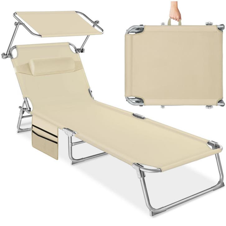 Ligbed Chloé 4-niveaus, met hoofdkussen - beige, Tuin en Terras, Tuinsets en Loungesets, Verzenden