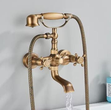 Retro Bad- en Douchekraan Messing met Uitloop, Doe-het-zelf en Verbouw, Sanitair, Verzenden, Nieuw