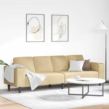 vidaXL Bank Grijs groen 250 x 77 x 76 cm Katoen Stof, Huis en Inrichting, Banken | Bankstellen, Verzenden, Nieuw, Minder dan 150 cm