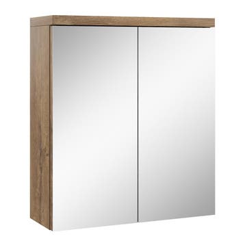 Spiegelkast Toledo 60 x 20 x 60 cm Bruin Eiken Badkamerkast, Verzenden, Nieuw, Spiegelkast