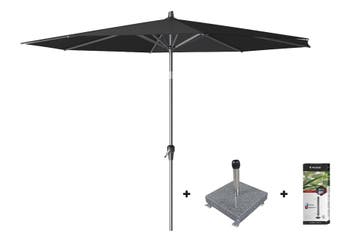 Platinum Riva stokparasol 3 m. rond - black met voet en hoes, Verzenden, Nieuw, Overige materialen