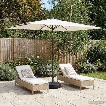 vidaXL Tuinparasol met LED-lampen en voet 200 x 300 cm, Verzenden, Nieuw, 1 tot 2 meter