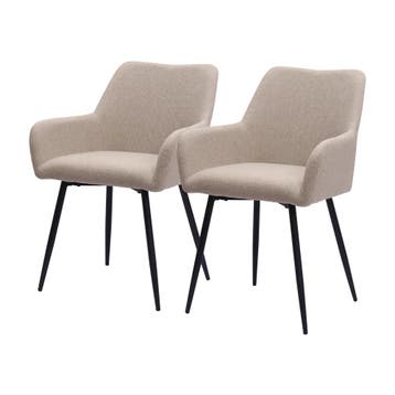 Eetkamerstoelen - Set van 2 - Met armleuning - Grijs - HMLUX, Verzenden, Zo goed als nieuw